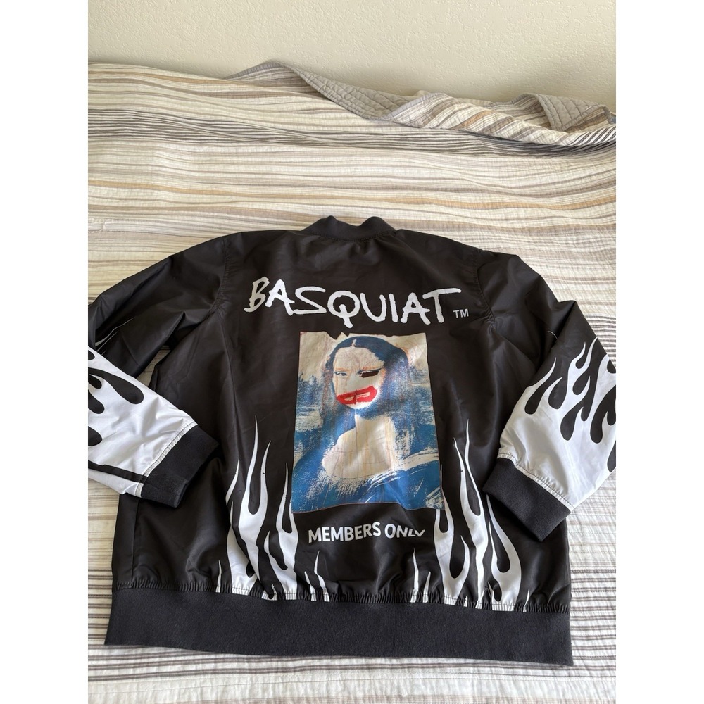 NWOT Jean Basquiat x Members Only Bomber Jacket Black Boone Mona Lisa (Large) - Picture 9 of 9